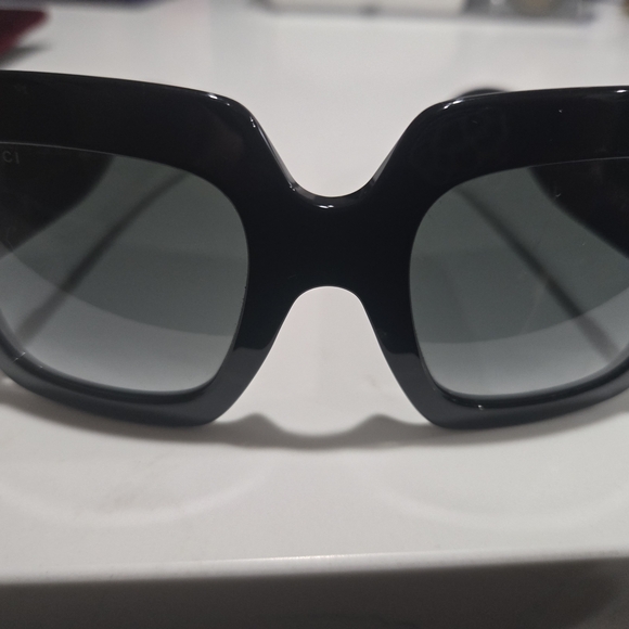 Gucci GG0102S 001 Oversized Black Sunglasses with Sparkles...